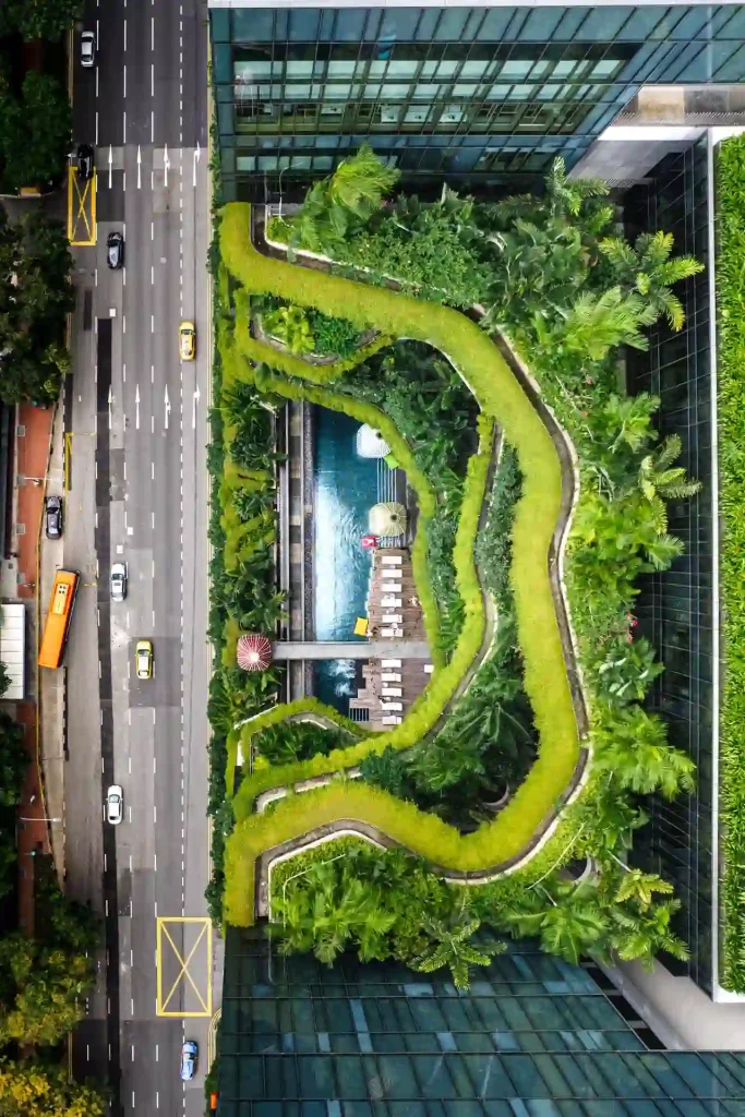 Hôtel luxueux dans le quartier des affaires à Singapour, shooting photo marque et publicité par Tristan Conil.
